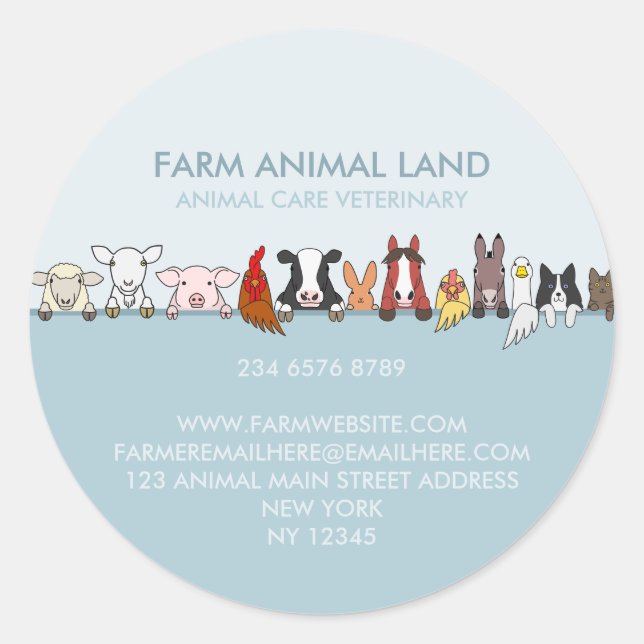 Farm Animals looking to down Classic Round Sticker (Front)