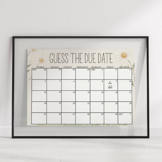 Farm Animals Meadow Baby Shower Guess Date Sign (Creator Uploaded)