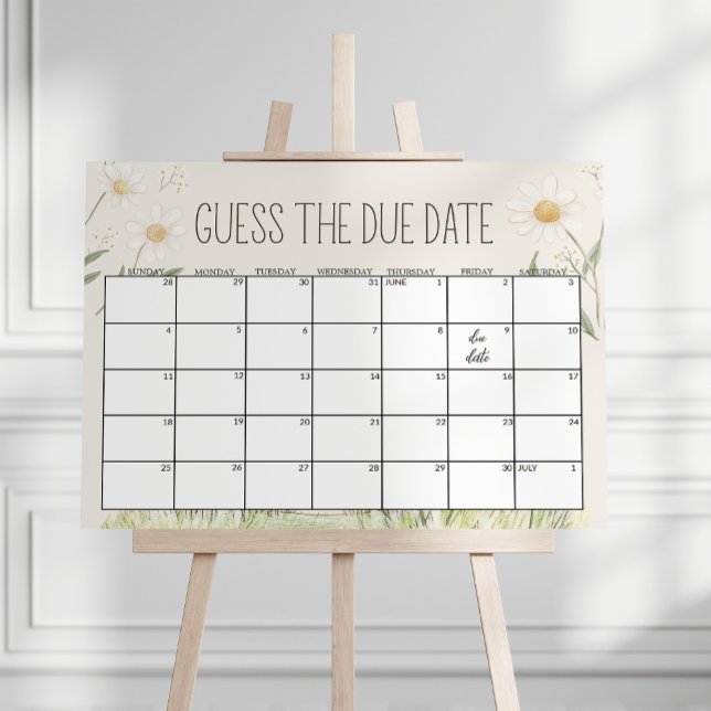 Farm Animals Meadow Baby Shower Guess Due Date Foam Board (Creator Uploaded)