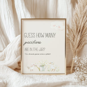 Farm Animals Meadow Baby Shower Guess Game Sign