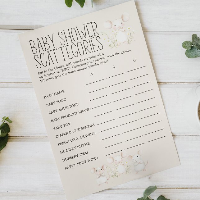 Farm Animals Meadow Baby Shower Scattegories Game Flyer (Creator Uploaded)