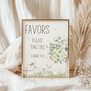 Farm Animals Meadow Friend Baby Shower Favors Sign