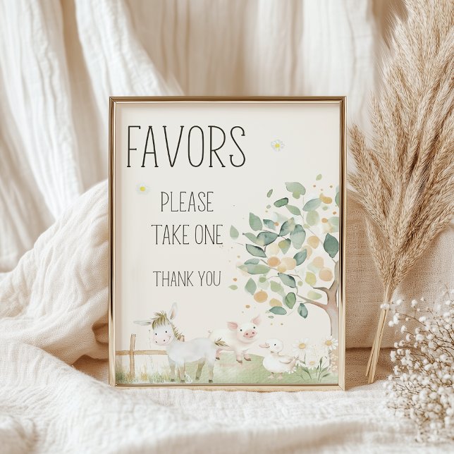 Farm Animals Meadow Friend Baby Shower Favors Sign (Creator Uploaded)