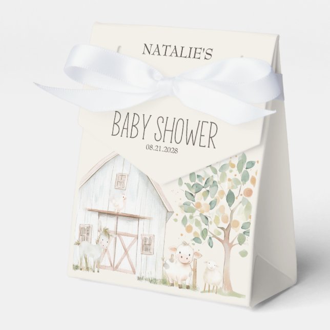 Farm Animals Meadow Friends Baby Shower Favor Boxes (Front Side)