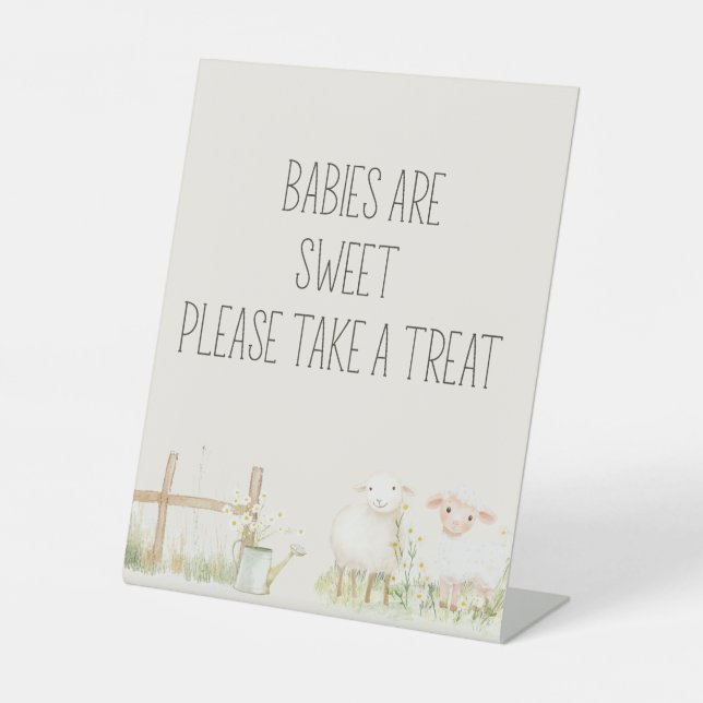 Farm Animals Meadow Friends Baby Shower Favor Pedestal Sign (Front)