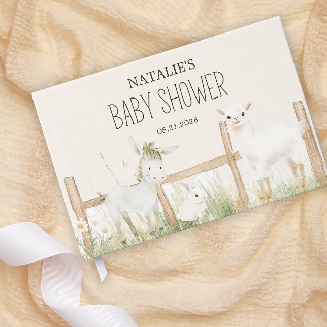 Farm Animals Meadow Friends Baby Shower Foil Guest Book (Creator Uploaded)
