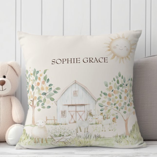Farm Animals Meadow Friends Baby Throw Pillow (Creator Uploaded)