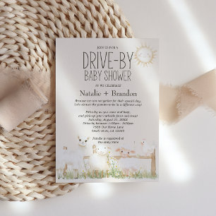 Farm Animals Meadow Friends Drive-By Baby Shower Invitation