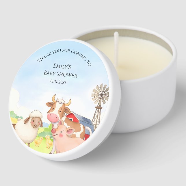 Farm Animals Mini Candle Baby Shower Favors (Corner)