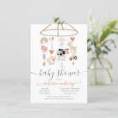 Farm Animals Mobile Baby Shower Invitation (Standing Front)