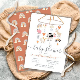 Farm Animals Mobile Baby Shower Invitation