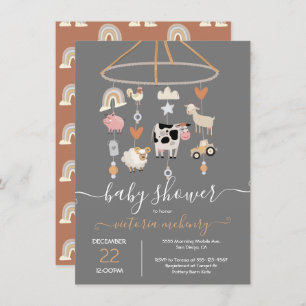 Farm Animals Mobile Baby Shower Invitation