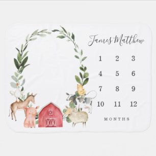 Farm Animals Monthly Milestone Baby Blanket
