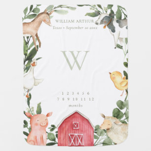 Farm Animals Monthly Milestone Baby Blanket