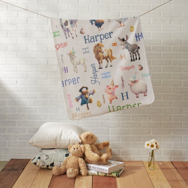 Farm Animals Name Initials  Baby Blanket (In Situ)