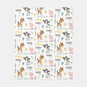 Farm Animals Name Repeat Blanket 50x60 Fleece