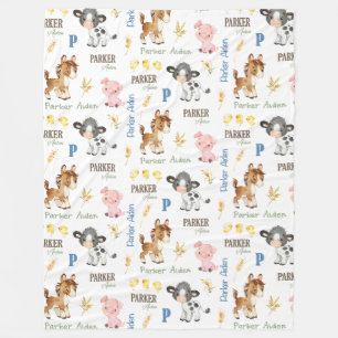 Farm Animals Name Repeat Blanket 60x80 Fleece