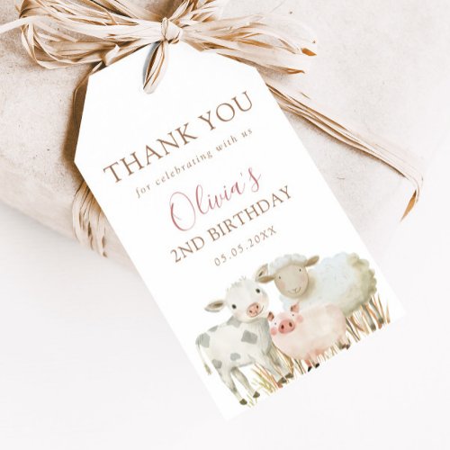 Farm Animals Neutral Thank You Gift Tags