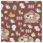 Farm Animals on Brown Fabric