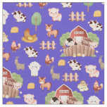 Farm Animals on Royal Blue Fabric