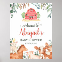 Farm Animals Parade Welcome Baby Shower Poster