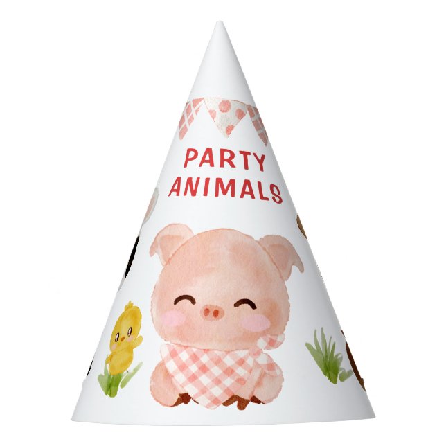 Farm animals, party animals birthday party hat (Front)
