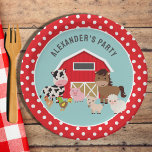 FARM ANIMALS PARTY  PAPER PLATES<br><div class="desc">CUTE FARM ANIMALS WITH A RED BARN</div>