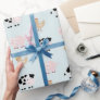 Farm Animals Pattern Blue Wrapping Paper