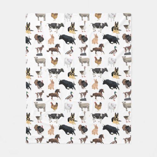 Farm Animals Pattern Fleece Blanket