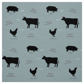 Farm Animals Pattern (light) Fabric by FatCatGraphics at Zazzle