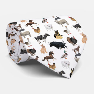 Farm Animals Pattern Neck Tie