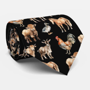Farm Animals Pattern Neck Tie