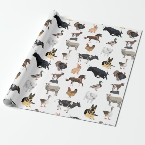 Farm Animals Pattern Wrapping Paper