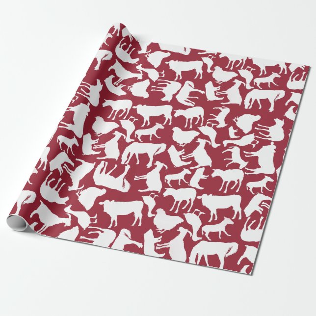 Farm Animals Pattern Wrapping Paper (Unrolled)