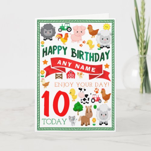 Farm Animals Personalised Birthday Card