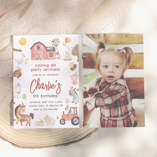 Farm Animals Photo Birthday Invitation