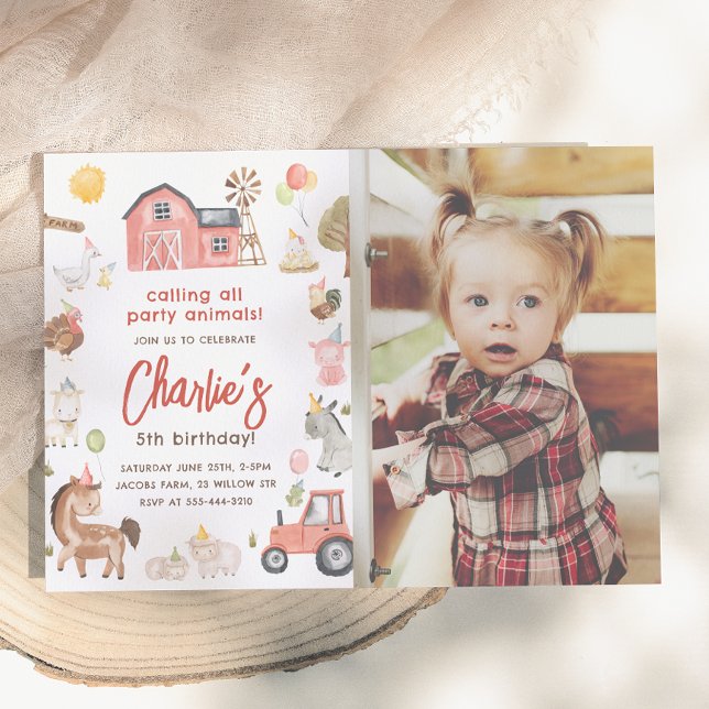 Farm Animals Photo Birthday Invitation (Creator Uploaded)