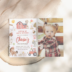Farm Animals Photo Birthday Invitation