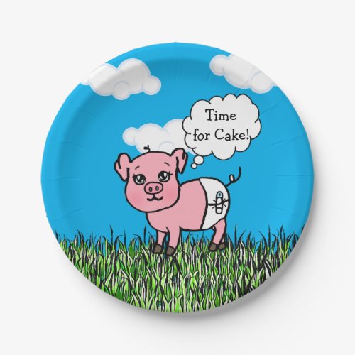 Farm Animals Pig Baby Shower Its a Boy Paper Plates