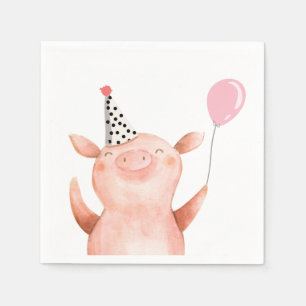 Farm Animals Pig Girl Birthday Barnyard Pink Napkins