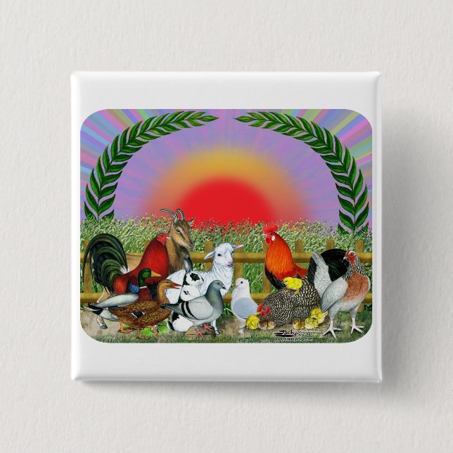 Farm Animals Pinback Button (Front)
