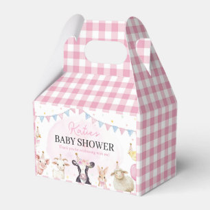 Farm Animals Pink Baby Shower Favor Boxes