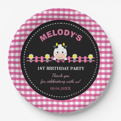 Farm Animals Pink Cow Barnyard 1st Birthday Party  Paper Plates