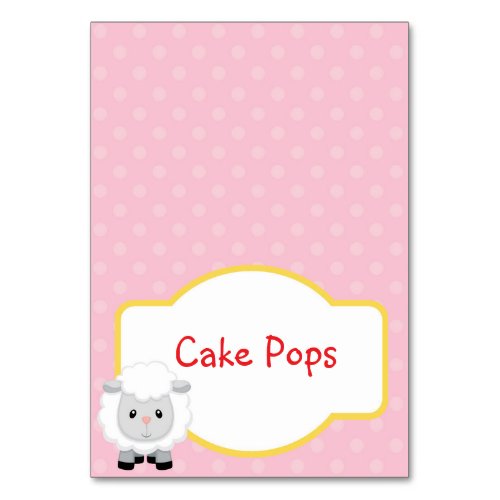 Farm Animals Pink Food Tent  Label  Table Card