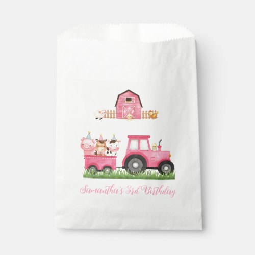 Farm Animals Pink Girl Barnyard Birthday Party Favor Bag