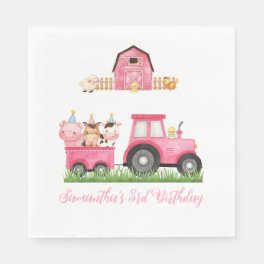 Farm Animals Pink Girl Barnyard Birthday Party Napkins