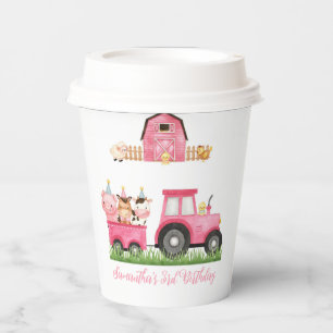 Farm Animals Pink Girl Barnyard Birthday Party Paper Cups