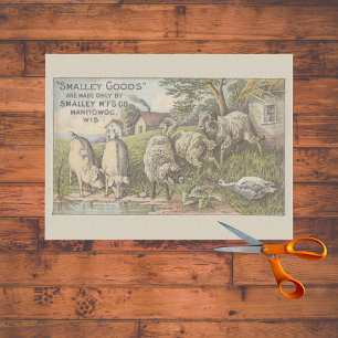 Farm Animals Pond Ad Ephemera Decoupage Tissue Paper