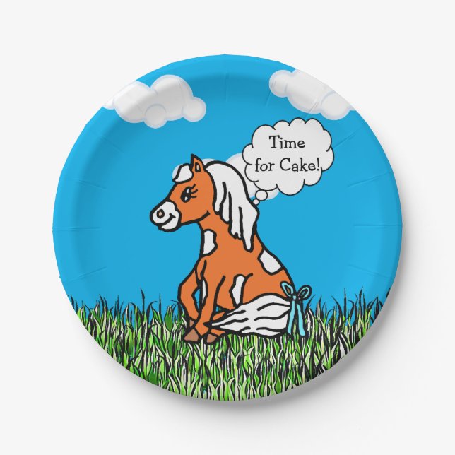 Farm Animals Pony Baby Shower Its a Boy Paper Plates (Front)