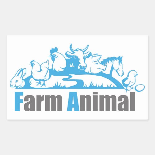 Farm Animals Rectangular Sticker